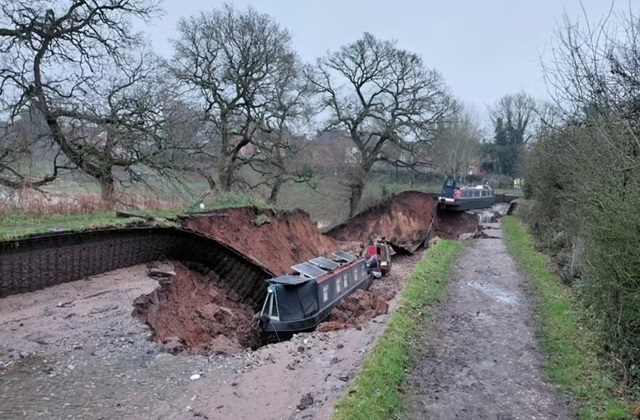 boats in the breached canal