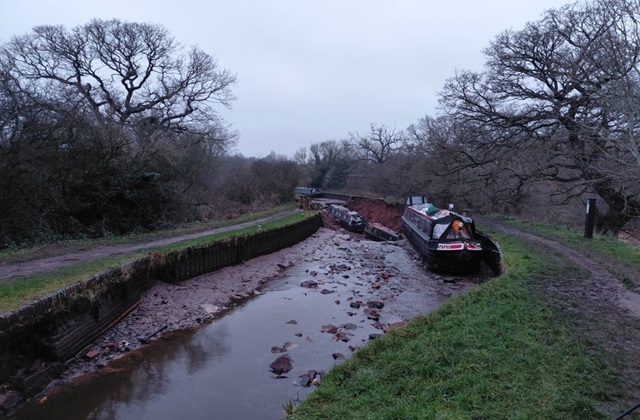 the breach on the Llangollen canal